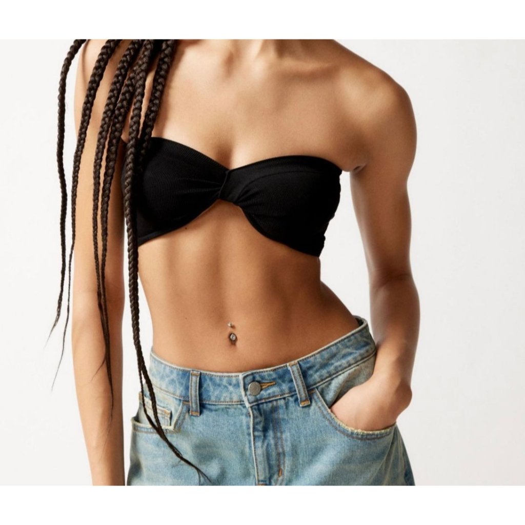 Women's Urban Outfitters Seamless Twist Bandeau Top Black Nwt M/L